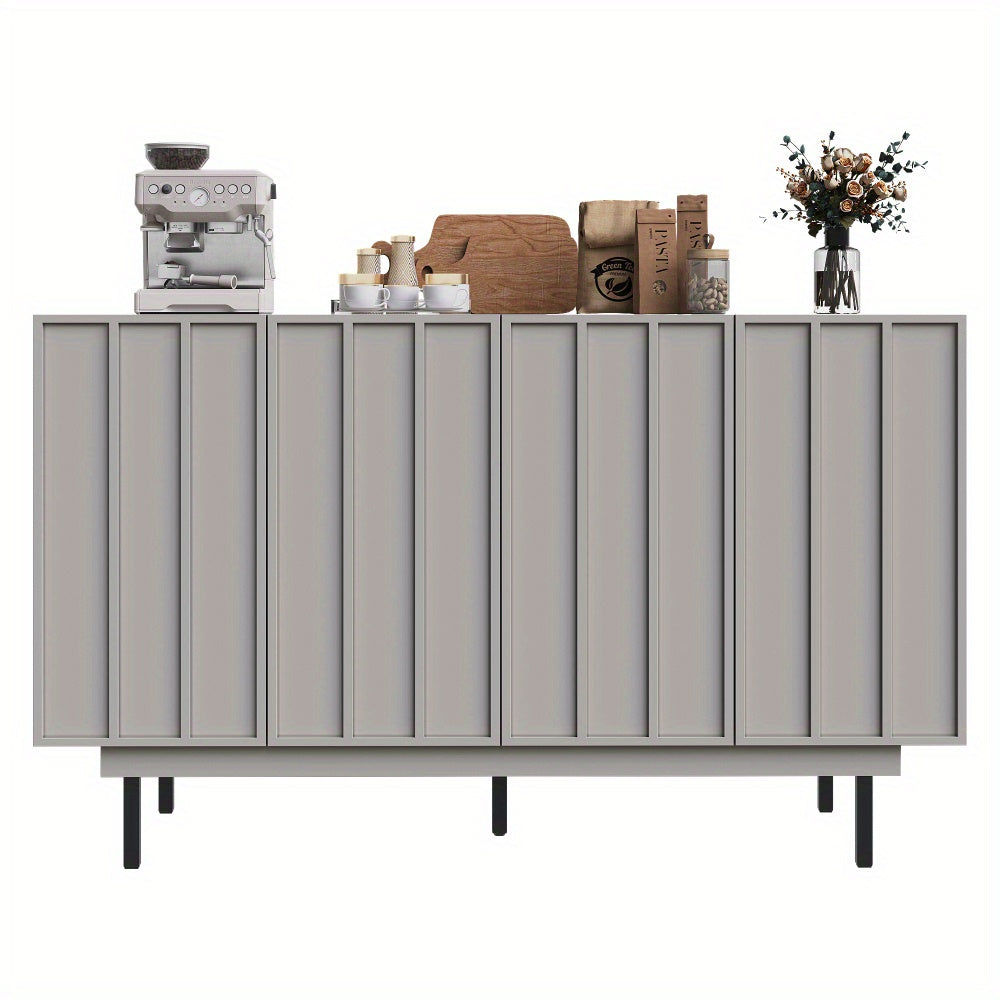 Dressoir – Sideboard – Opbergkast – Meubel – Buffetkast – Extra Lang – Ruimtebesparend Design – Open Planken – Stevige Constructie – Modern Grijs – 140x38,5x82,5 cm – Eenvoudige Montage – Zonder Elektriciteit