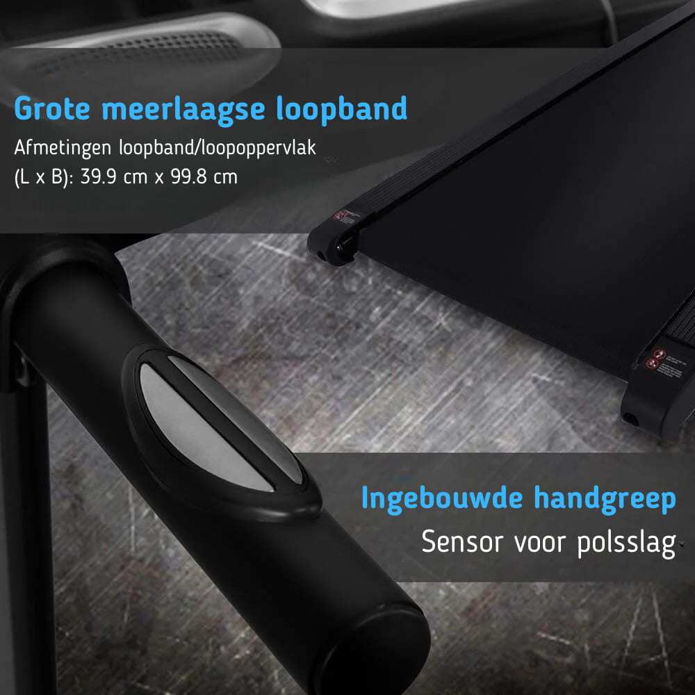 Loopband – Treadmill – Hardloopband – Fitnessapparaat – Inklapbare Loopband Zwart – LCD Display – 4 Verstelbare Hellingshoeken