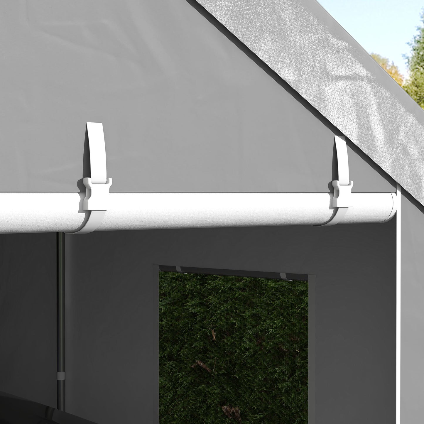 Carport – Overkapping – Auto Schuur – Garage Tent – Voertuig Shelter – Lichtgrijs – Gegalvaniseerd Stalen Frame – Waterdicht PE Zeil 6x2,95x2,78 m