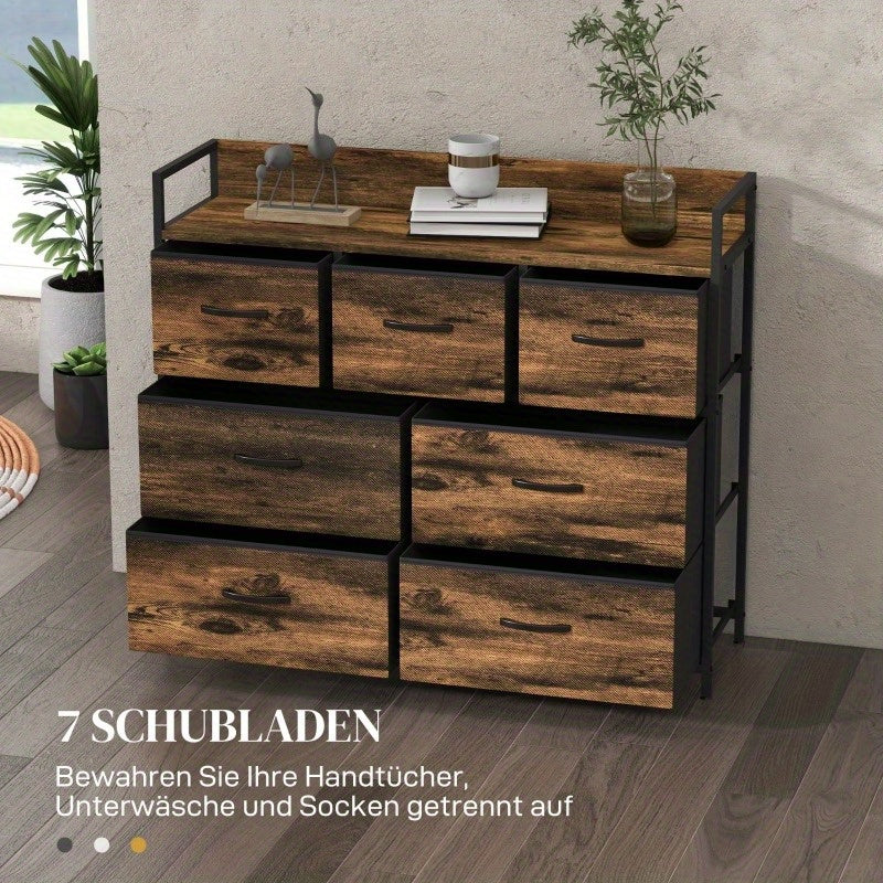 Ladekast – Dressoir – Opbergkast – Kommode – Kastje – 7 Lades – Stof Bekleding – Anti-Kantel Veilig