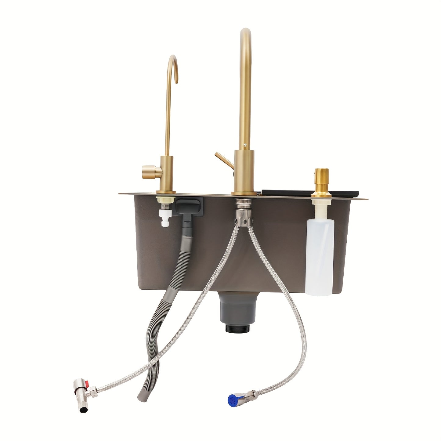 Gouden RVS Keukenspoelbak – Keukenspoelbak – Spoelbak – Keukenschaal – Keukenspoelbak RVS – Grote Capaciteit 50x45x20 cm – Geluidsreducerende Silencer Pad
