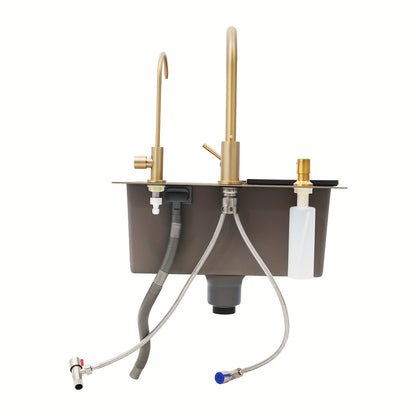 Gouden RVS Keukenspoelbak – Keukenspoelbak – Spoelbak – Keukenschaal – Keukenspoelbak RVS – Grote Capaciteit 50x45x20 cm – Geluidsreducerende Silencer Pad