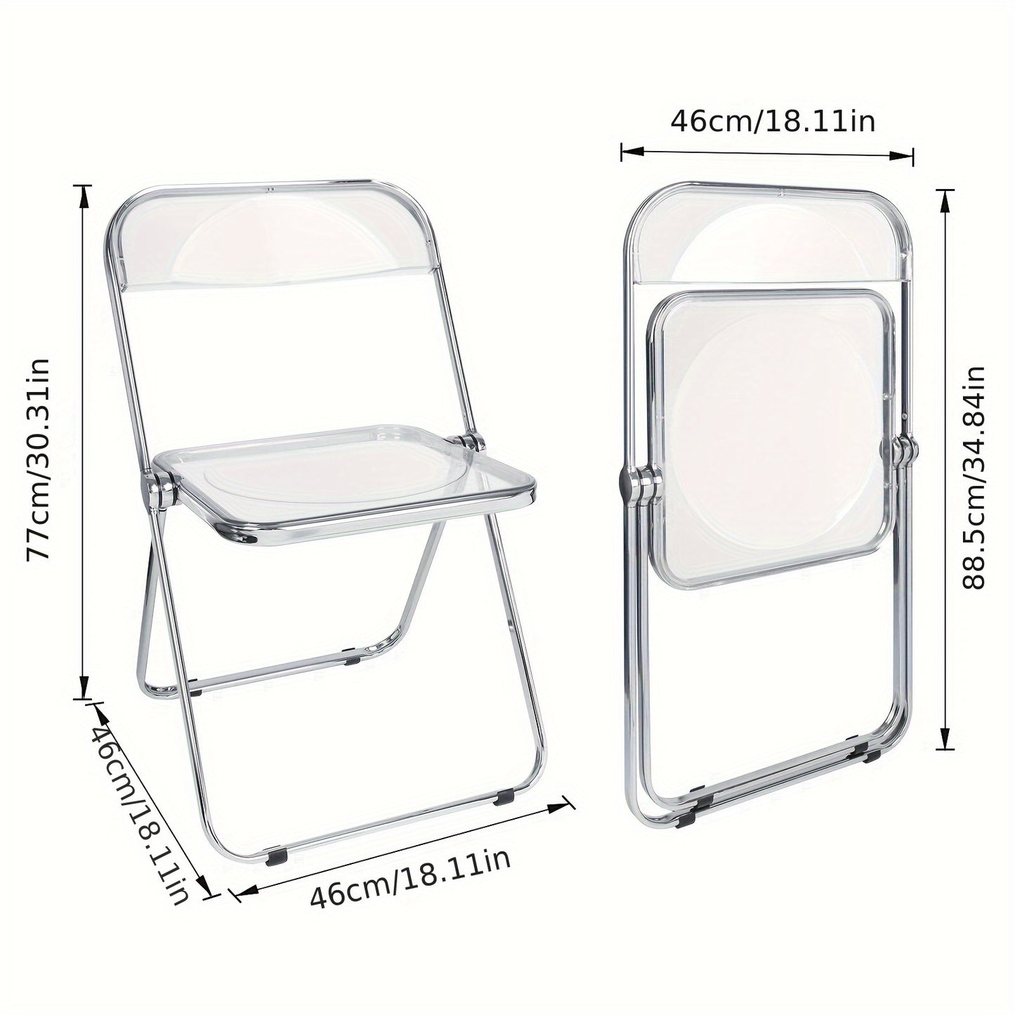 Space-Saving Acrylic Chair with Backrest Transparent Design | No Assembly Chair| Multi-Purpose Chair for Dining/Desk/Vanity | 150kg Load Capacity | Home Office Chair Transparent Minimalist Style, Dining Desk Vanity Chair, Spa