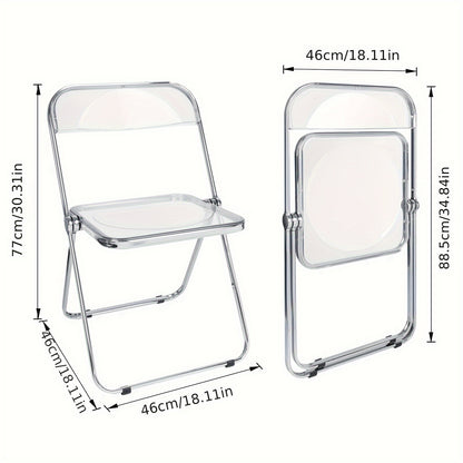 Space-Saving Acrylic Chair with Backrest Transparent Design | No Assembly Chair| Multi-Purpose Chair for Dining/Desk/Vanity | 150kg Load Capacity | Home Office Chair Transparent Minimalist Style, Dining Desk Vanity Chair, Spa