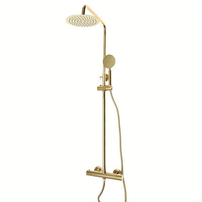 Doucheset – Regendouche – Thermostaatkraan – Handdouche – Glijstang – Gouden Afwerking – 20 cm Hoofddouche – 304 Roestvrij Staal