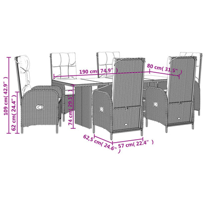 Tuinset – Tuinmeubelset – Loungeset – Terrasmeubels – Balkonset – Verstelbare Rugleuning – Weerbestendig PE-Rattan – Zwarte Kussens