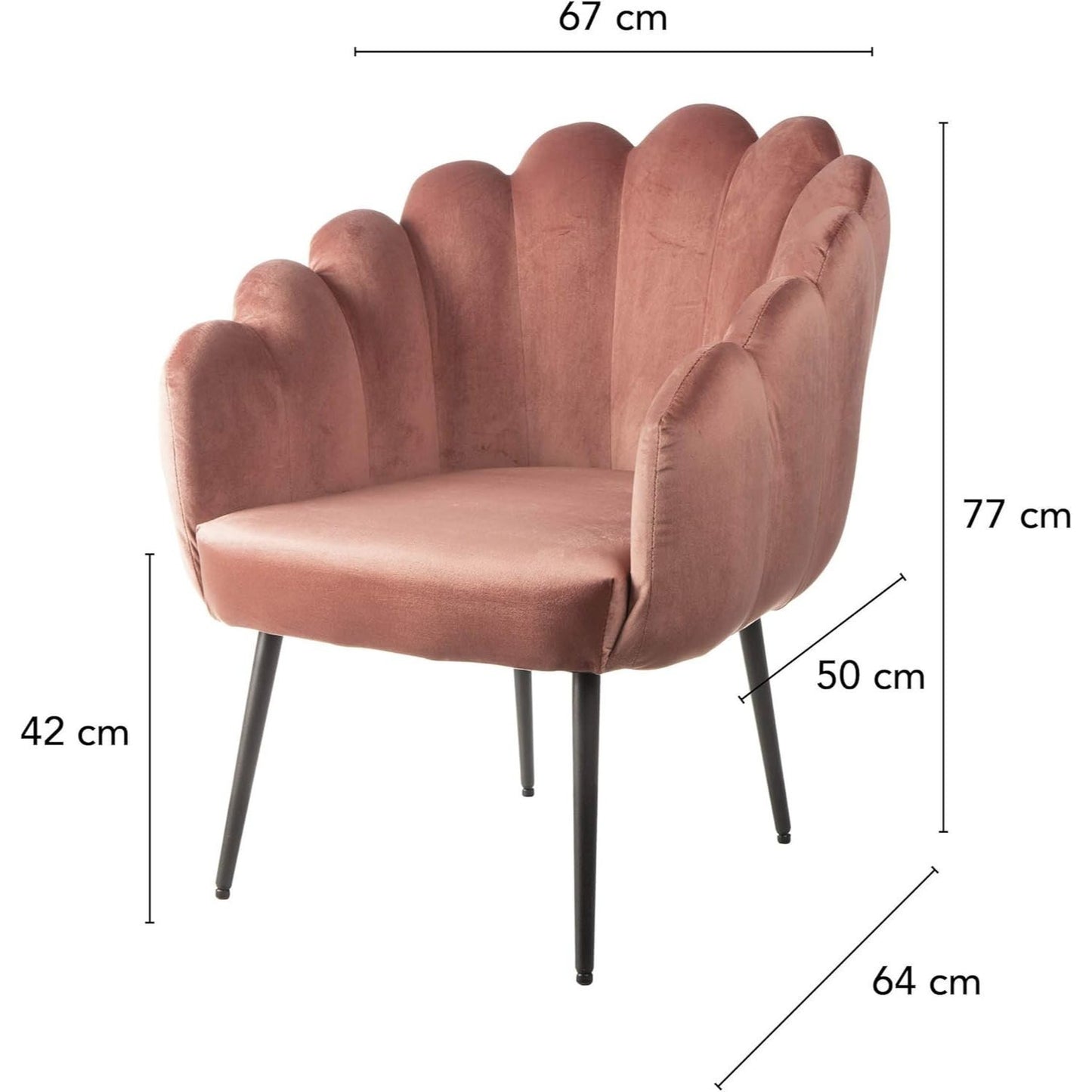 Fauteuil – Relaxstoel – Zetel – Loungestoel – Draaifauteuil – Schelpenrugleuning – Fluweelstof – 150 kg Draagkracht – Verstelbare Stalen Poten