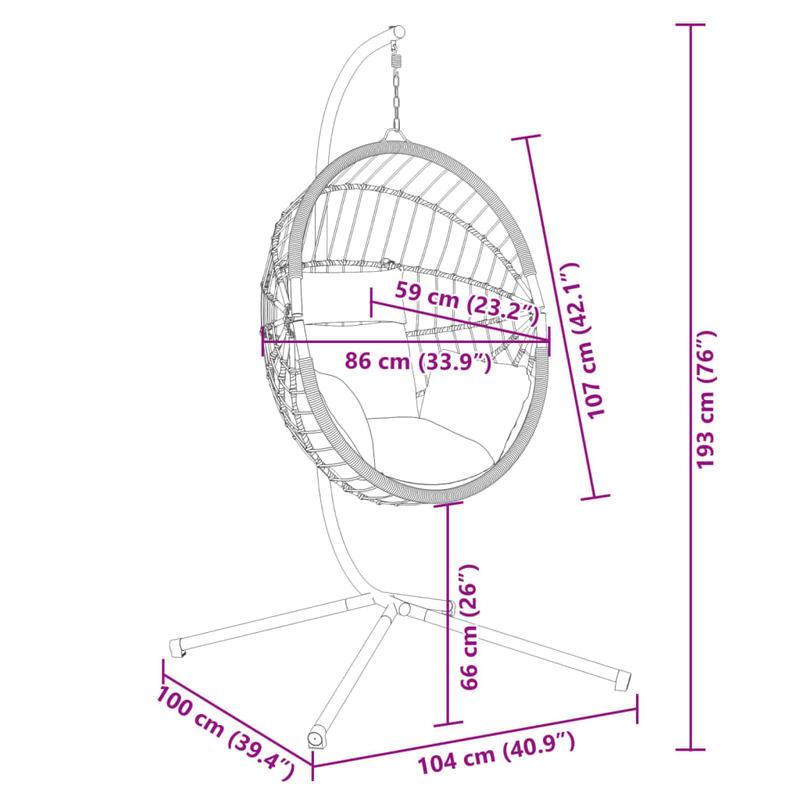 Schommelstoel – Hangstoel – Egg Chair – Relaxstoel – Tuinstoel – Antraciet – Ergonomisch Design – Weerbestendig Polyrattan Met Stalen Frame