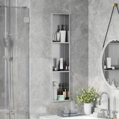 Inbouwdouche Niche – Douchenis – Doucheschelp – Opbergnis – Badkamernis – Zilverkleurig Roestvrij Staal – 90 x 20 x 9,5 cm – Eenvoudige Installatie Zonder Tegelwerk