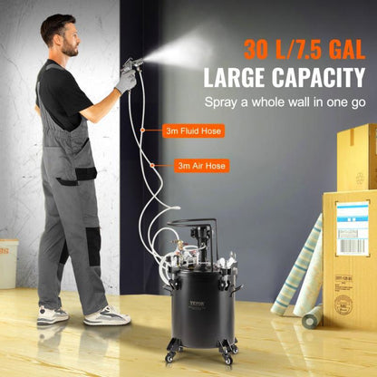 Automatische Verfspuit Drukpot – Verfcontainer – Spuitpot – Verfspuittank – Verfpot – 30 Liter Inhoud – Ingebouwde Roerfunctie – Max 70 PSI