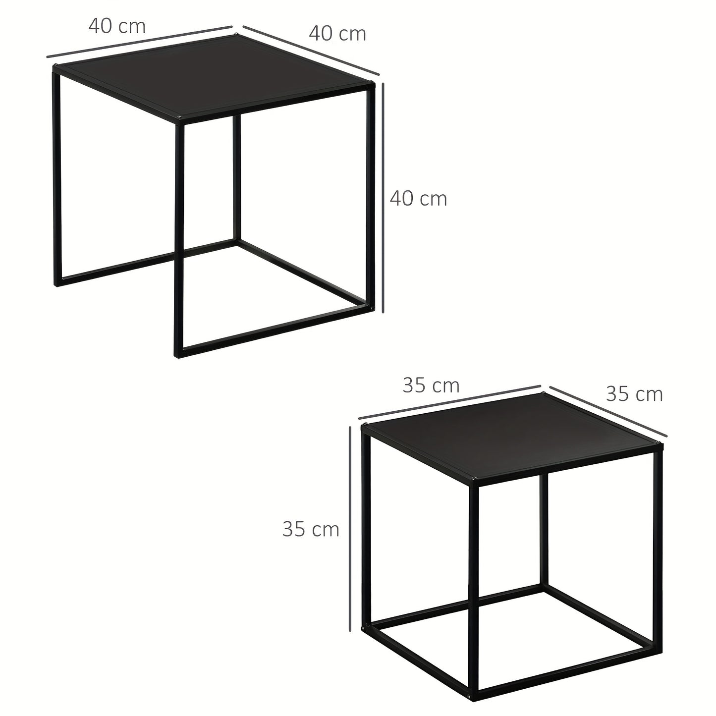 Salontafel – Koffietafel – Bijzettafel – Woonkamertafel – Tafeltje – Set Van 2 – Modern Design – Stalen Frame Zwart – 120x59x45 cm – Draagkracht 10 kg
