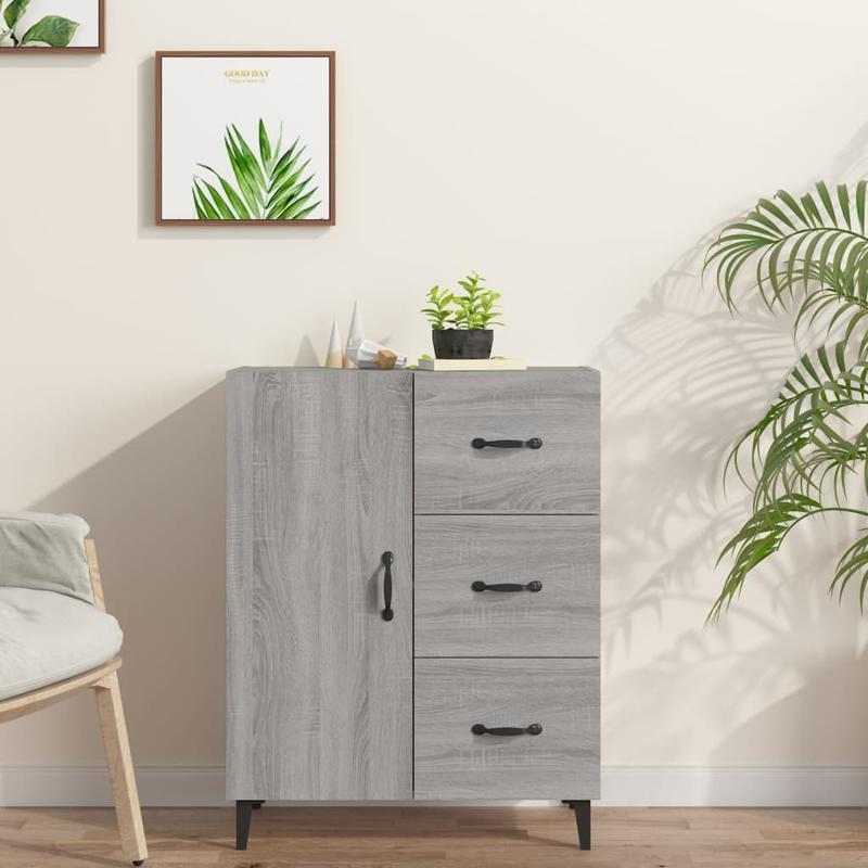 Sideboard – Dressoir – Opbergkast – Tv-meubel – Grijs – Hardhout – 69,5x34x90 cm – Vloermontage