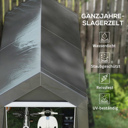 Garage Tent Opslag – Schuur Tent – Motorstalling – Tuinberging – Carport Tent – Waterdicht – UV Bescherming – 2.1x3.6x2.35m – Stevige Stalen Frame