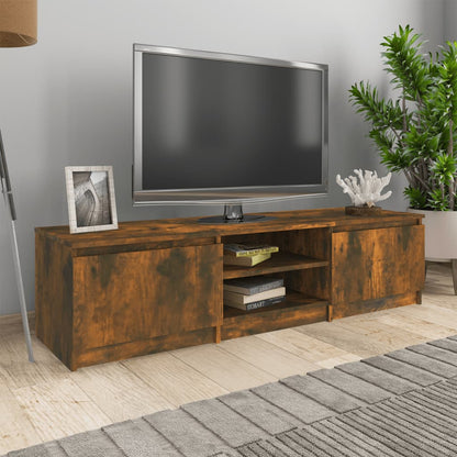 TV Cabinet Smoked Oak 140x40x35.5cm Engineered Wood TV Stand Entertainment Center with Storage, Media Television Table for Living Room Bedroom