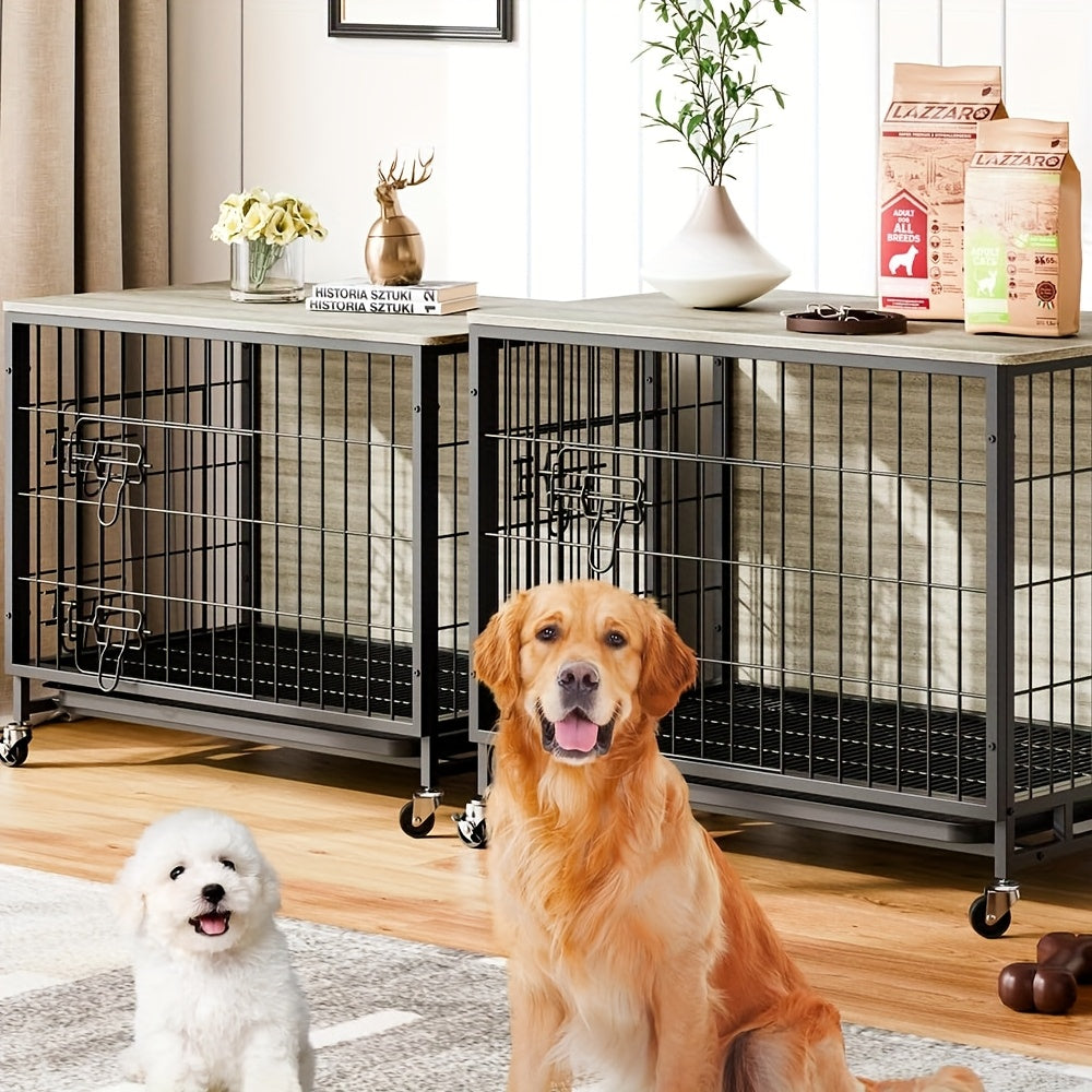 Hondenren – Hondenbench – Puppyren – Hondenkennel – Hondenhok – 69x51x60 cm – Metalen Frame – Dubbele Deuren & Uitneembare Lade