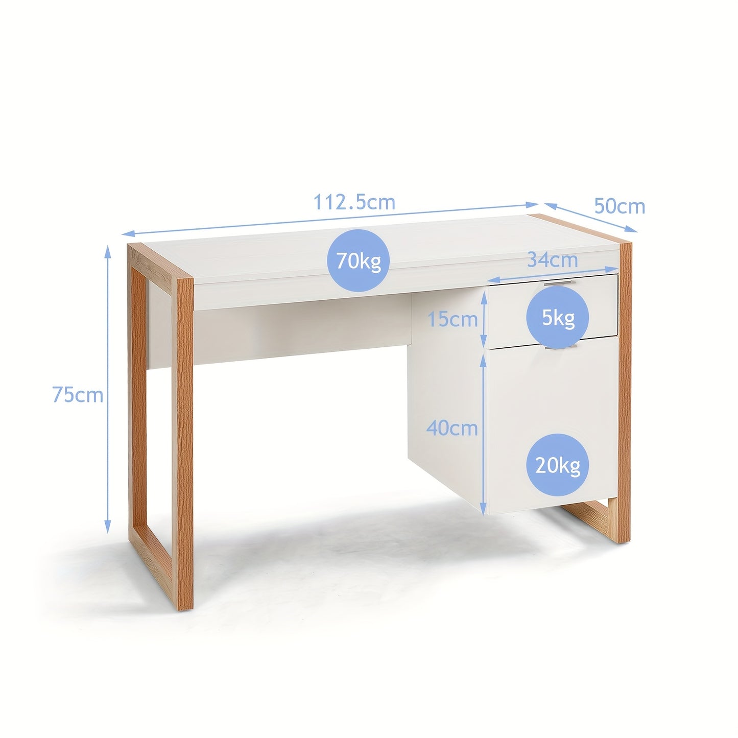 Computertafel – Bureautafel – Computerbureau – Werkbureau – Schrijftafel – Modern Wit – Met Opbergruimte – Stevig MDF Hout – Ruim Tafelblad