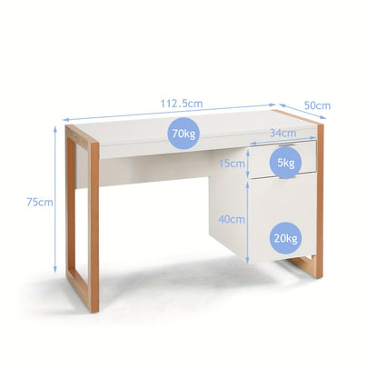 Computertafel – Bureautafel – Computerbureau – Werkbureau – Schrijftafel – Modern Wit – Met Opbergruimte – Stevig MDF Hout – Ruim Tafelblad