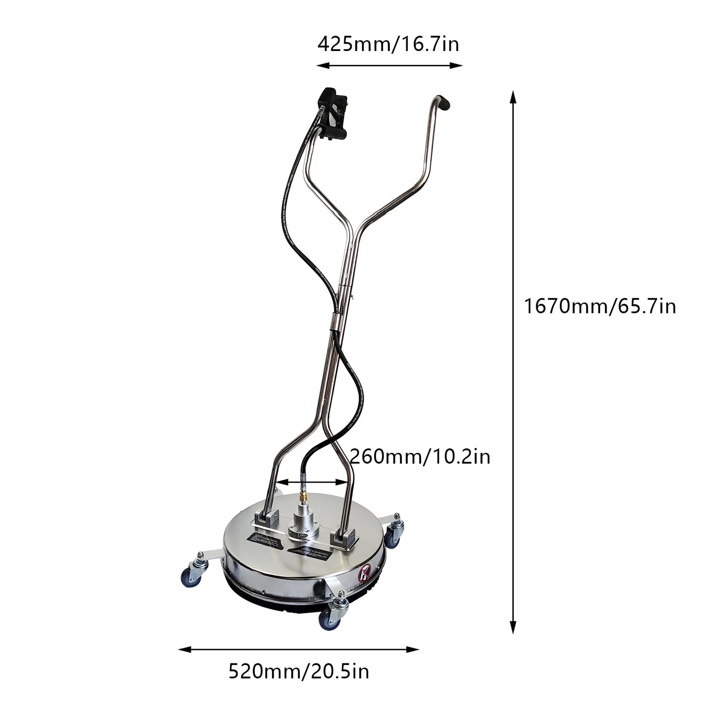 Hogedruk Oppervlakte Reiniger – Terrasreiniger – Zwembadreiniger – Opritreiniger – Schoolpleinreiniger – Roestvrijstalen Behuizing – 4500 PSI Krachtige Reiniging – 4 Universele Wielen – Professioneel & Duurzaam – Modern Variant