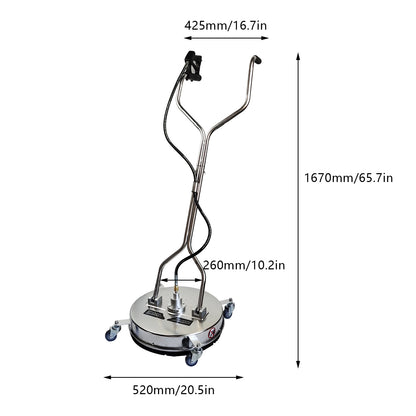 Hogedruk Oppervlakte Reiniger – Terrasreiniger – Zwembadreiniger – Opritreiniger – Schoolpleinreiniger – Roestvrijstalen Behuizing – 4500 PSI Krachtige Reiniging – 4 Universele Wielen – Professioneel & Duurzaam – Modern Variant