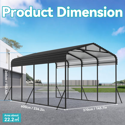 NAIZY Large Metal Carport Garage with Trapezoidal Panels - Sturdy Outdoor Vehicle Shelter for Cars, Trucks, SUVs - Durable Weather-Resistant Design, Easy Assembly, No Electricity Needed, Car Shelter, Sleek Metallic Finish, Ro