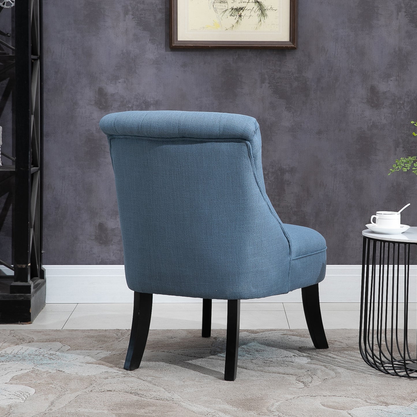 Fauteuil – Relaxfauteuil – Leunstoel – TV Stoel – Zitstoel – Linnen Bekleding – Rugkussen – 52,5x69x77 cm – Massief Rubberhout