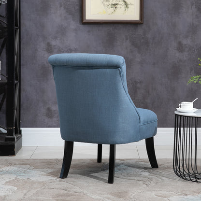 Fauteuil – Relaxfauteuil – Leunstoel – TV Stoel – Zitstoel – Linnen Bekleding – Rugkussen – 52,5x69x77 cm – Massief Rubberhout
