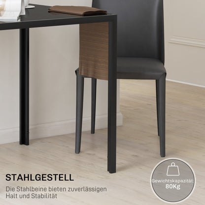 Eettafel – Keukentafel – Dinertafel – Tafel – Vierkante Tafel – Gehard Glas – Metalen Frame – 75x75x75 cm – Zwart