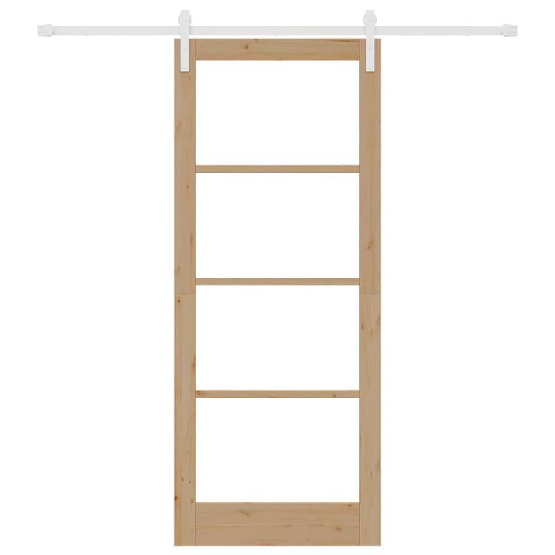 Ruimteverdeler – Roomdivider – Scheidingswand – Schuifwand – Kamerscherm – Massief Grenenhout – Schuifsysteem – 86x211 cm – Bruin Paneel Met Wit Railsysteem – Handmatig Opvouwbaar – Ruimtebesparend