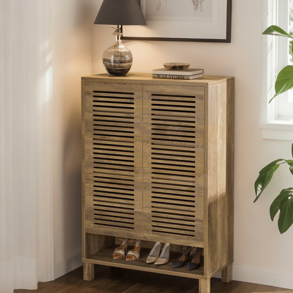Schoenenkast – Schoenopberger – Schoenrek – Schoenmeubel – Schoenkastje – Modern Design – 6 Planken Natuurlijk Eikenhout Look