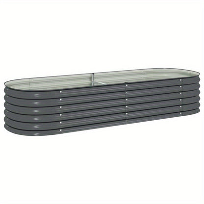 Raised Planter Box 240X80X44 Cm Made of Galvanized Gray Steel