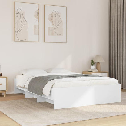 Modern Minimalist White Bed Frame - Extra Large European King Size (140x200cm), Heavy-Duty Hardwood Construction, Easy Assembly, Sturdy & Space-Efficient Design for Master Bedrooms & Guest Rooms - Durable Modern Furniture, Be