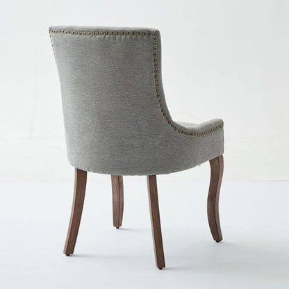Eetkamerstoel – Stoel Met Armleuning – Diningsstoel – Retro Stoel – Armstoel – Grijs Chenille – Extra Brede Armleuningen – Dikke Gevoerde Zitkussens