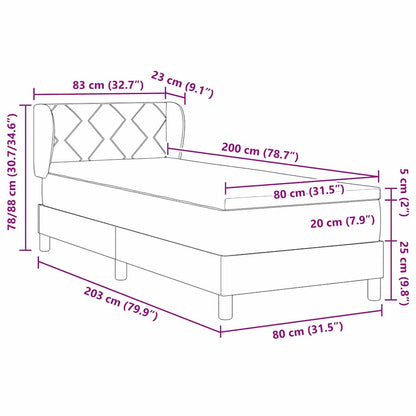 Boxspring – Bed – Slaapbed – Eenpersoonsbed – Matras – Donkerbruin – 80x200 cm – Foamlaag – Individuele Pocketveren