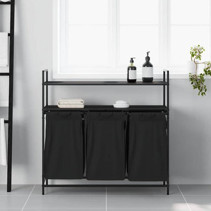 Wasbakje – Wastafel – Waskom – Spoelbak – Haarwasbak – 3-Vaks Wasmiddel Organizer – Dubbele Reken – Stevige Mesh Zakken – Klassiek Zwart