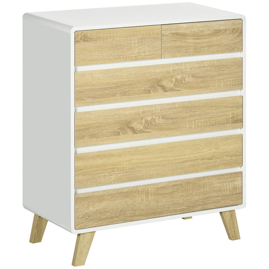 Commode – Ladekast – Dressoir – Opbergkast – Kast – Scandinavisch Design – 6 Greeploze Lades – MDF & Spaanplaat – 80x40x95 cm – Anti-Kantelbeveiliging