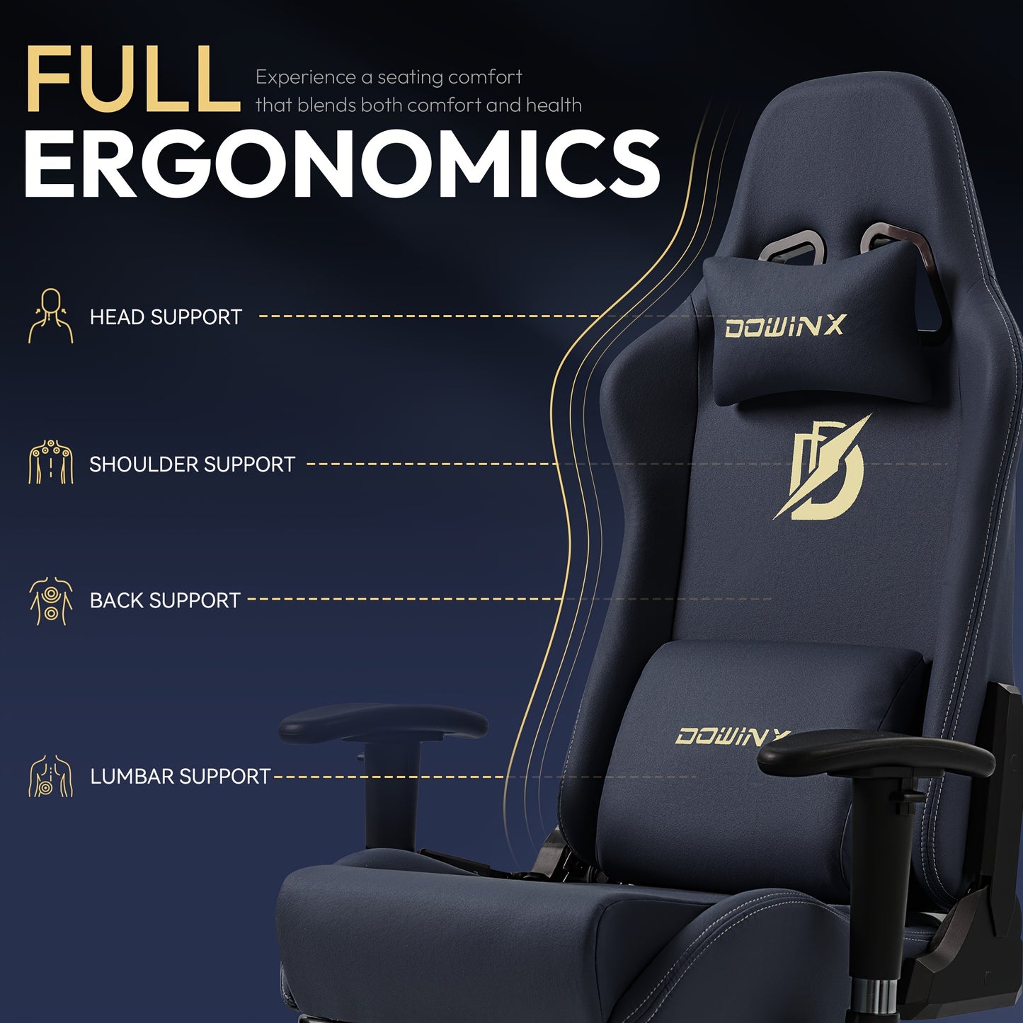 Gamingstoel – Gamestoel – Game Chair – Bureaustoel – Gaming Chair – Ergonomisch Design – Suède Bekleding – Verstelbare Rugleuning 90°-165° – Max. Belastbaar 150 kg
