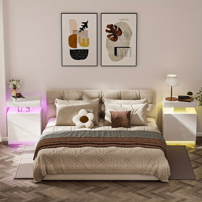 Nachtkastje – Bijzettafel – Opbergkast – Ladekast – Slaapkamerkast – Massief Hout – 3 Lades Met Zachte Rails – Compact Wit Design