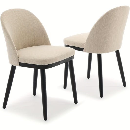 Eetkamerstoelen – Stoelen – Tuinstoelen – Keukenstoelen – Bistrostoelen – Set van 2 – Memory Foam Zitting – Beige Stofframe