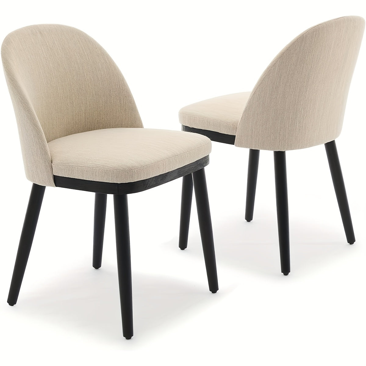 Eetkamerstoelen – Stoelen – Zitmeubels – Keukenstoelen – Caféstoelen – Set van 2 Beige – Moderne Armloze Stoelen – Gebogen Rugleuning – Memory Foam Zitting