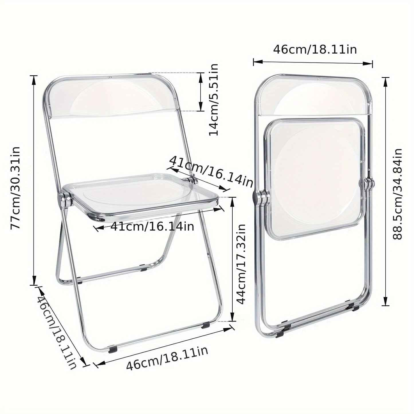 Space-Saving Acrylic Chair with Backrest Transparent Design | No Assembly Chair| Multi-Purpose Chair for Dining/Desk/Vanity | 150kg Load Capacity | Home Office Chair Transparent Minimalist Style, Dining Desk Vanity Chair, Spa