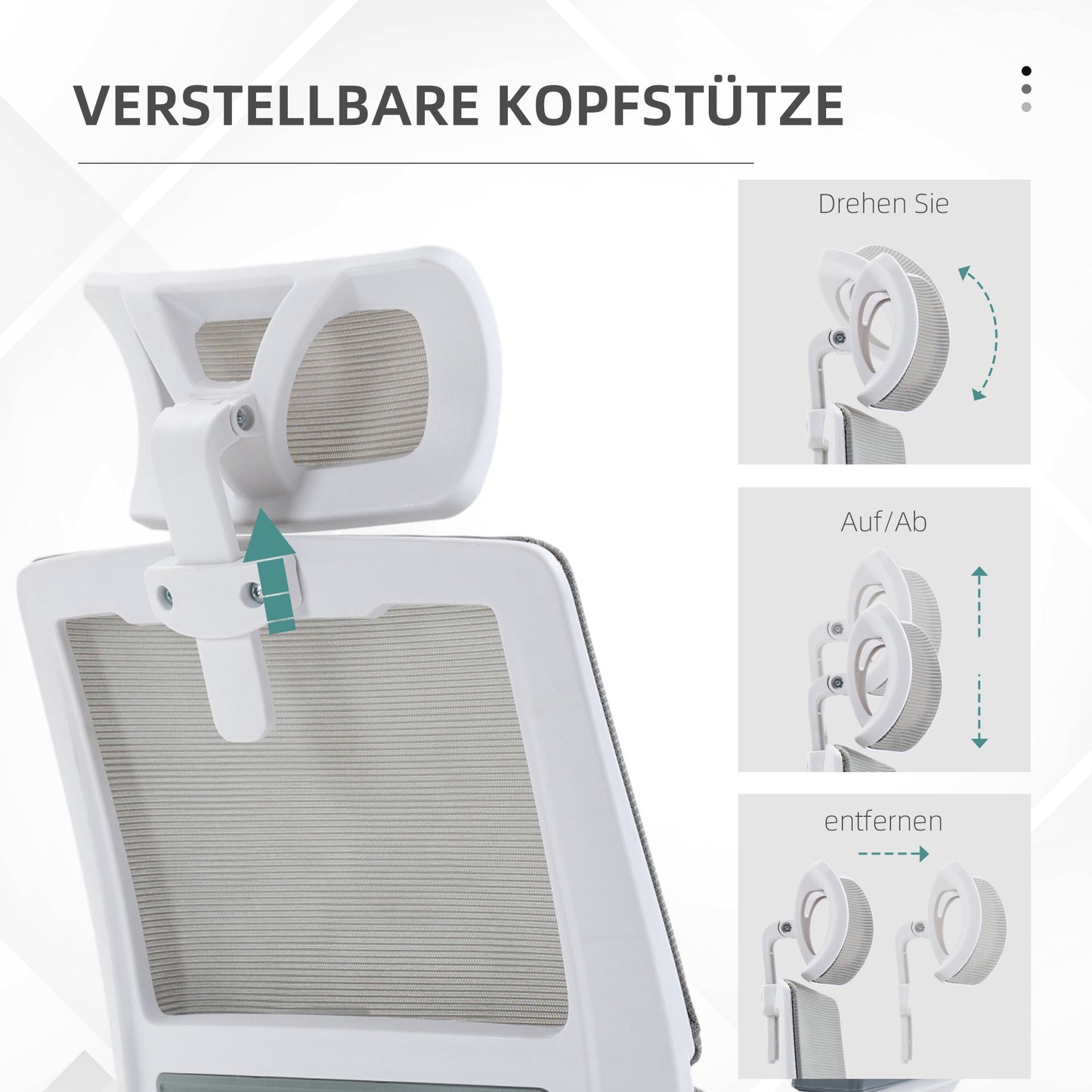 Bureaustoel – Bureaustoelen – Kantoorstoel – Office Chair – Draaistoel – Verstelbare Hoofdsteun – Mesh Rugleuning – Kantelfunctie – Tot 120 kg