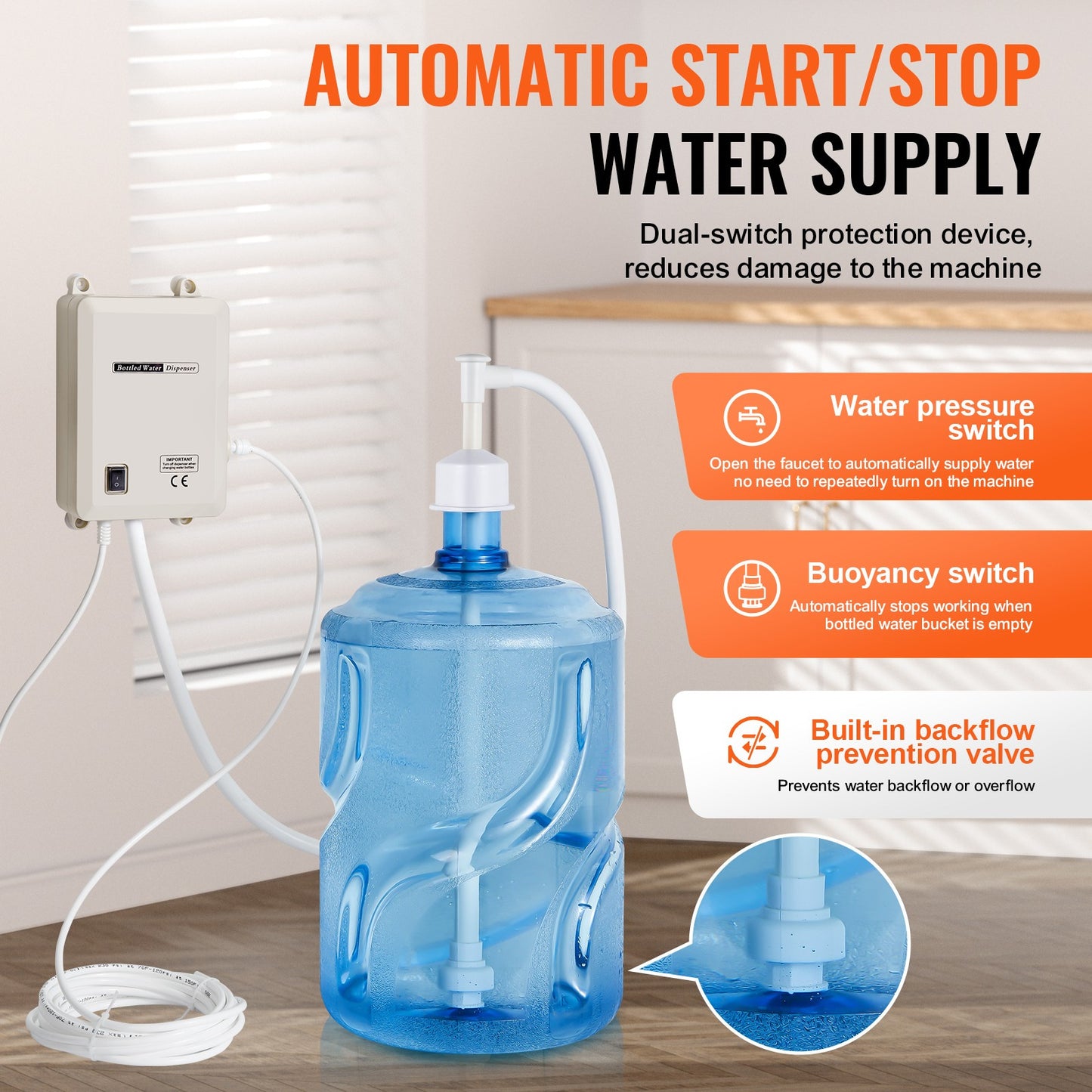 Waterpomp – Waterdispenser – Drinkwaterpomp – Elektrische Pomp – 5 Gallon Fles – Automatische Stop – Stil Geluid