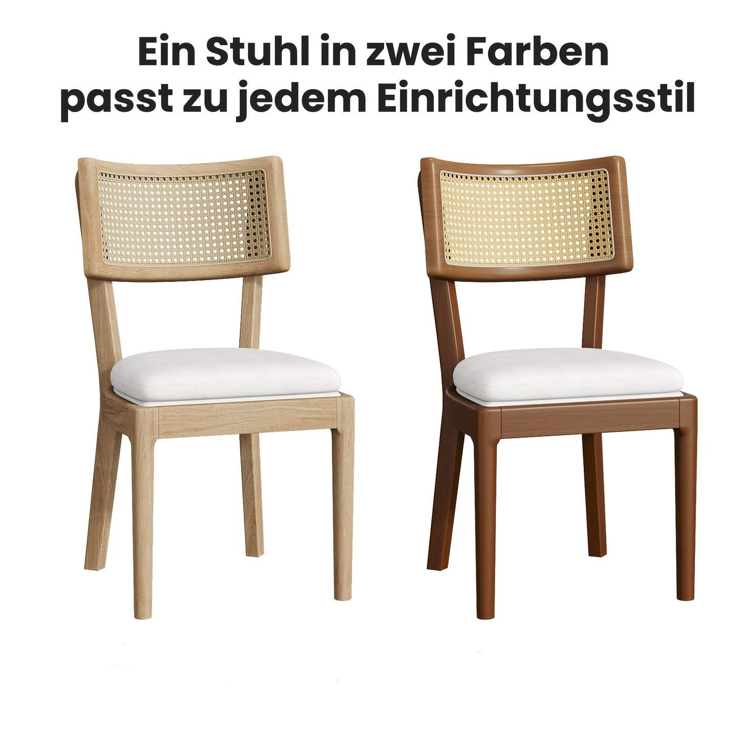 Rotan Stoel – Eetkamerstoel – Bistrostoel – Rieten Stoel – Rattan Stoel – Set Van 2 – Ademend En Comfortabel – Linnen Bekleding Champagne