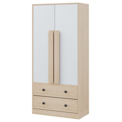 Kledingkast – Garderobekast – Linnenkast – Kleerkast – Kapkast – Dubbele Deuren en Lades – Compact Metaal 70x40x170 cm Gemengde Kleur