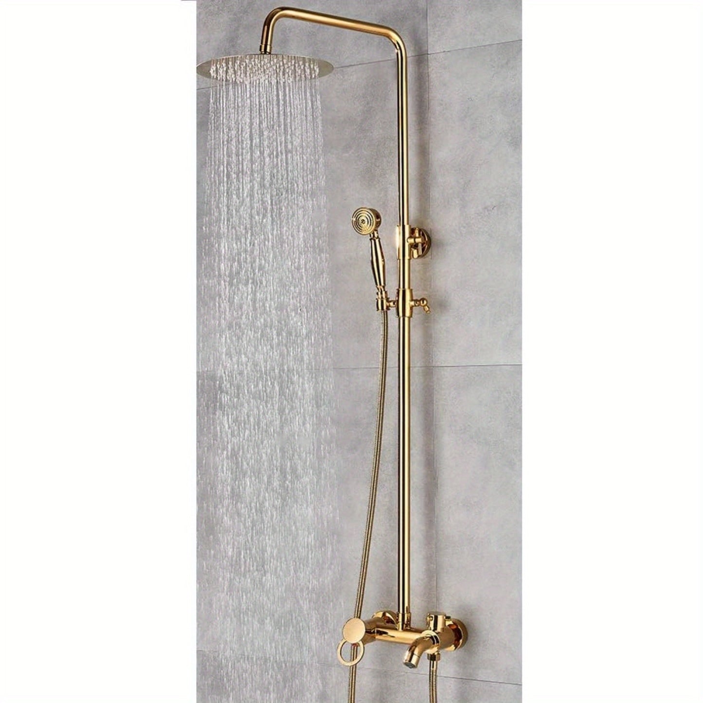 Regendouche – Regendoucheset – Douchekop – Doucheset – Douchekraan – Gouden Afwerking – Messing en RVS – 20 cm Hoofddouche