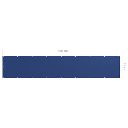 Balkonspiegel scherm – Balkonafscherming – Privacy scherm – Balkonscherm – Buitenwand scherm – Blauw Oxford materiaal – 75x400 cm – Schaduwrendement 91-100%