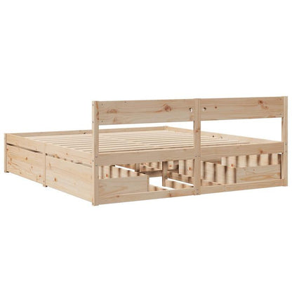 Bedframe – Houten Bed – Massief Houten Bed – Tweepersoonsbed – Platformbed – 200x200 cm – Massief Grenenhout – Met Opberglades