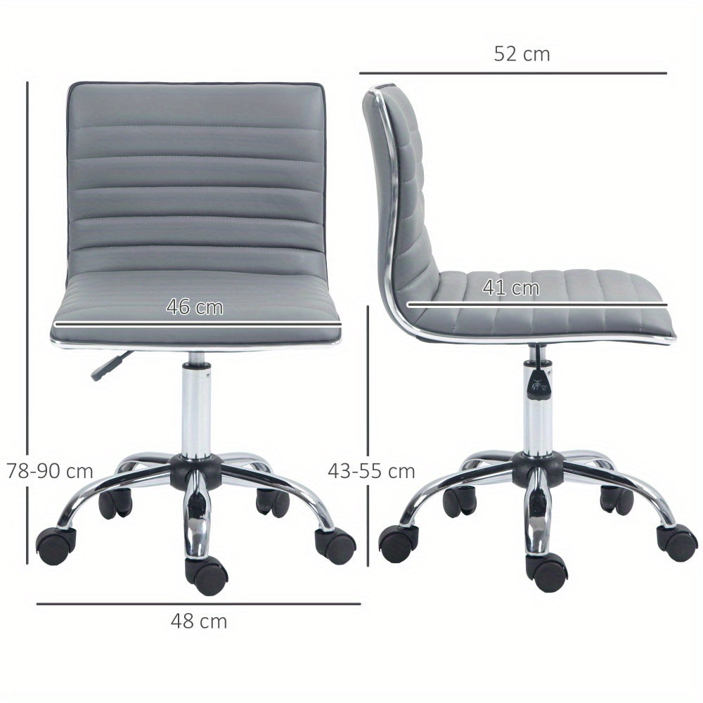 Bureaustoel – Office Chair – Draaistoel – Kantoorstoel – Computerstoel – Verstelbaar in Hoogte – Met Metalen Frame en Sponskussen – Lichtgrijs – Zonder Armleuningen – Max 120 kg