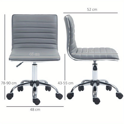 Bureaustoel – Office Chair – Draaistoel – Kantoorstoel – Computerstoel – Verstelbaar in Hoogte – Met Metalen Frame en Sponskussen – Lichtgrijs – Zonder Armleuningen – Max 120 kg