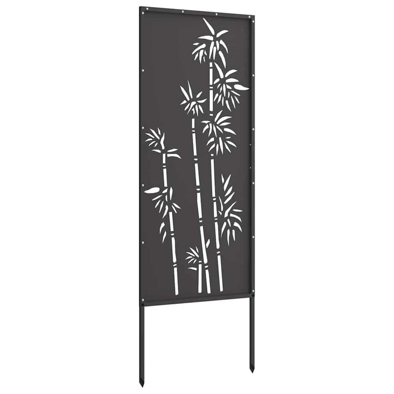 Tuinscherm – Privacyscherm – Schuttingpaneel – Balkonafscheiding – Terrasscherm – Zwart Met Bloemmotief – 50x140 cm – Koudgewalst Staal